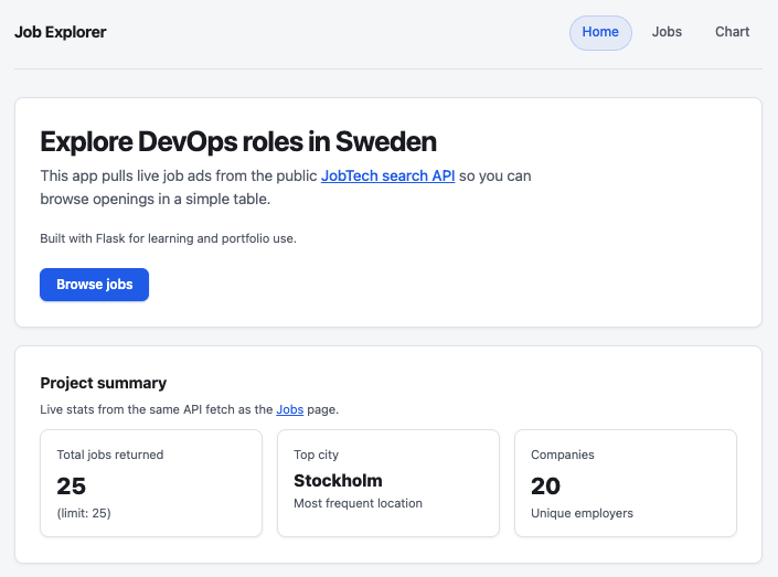 Job Explorer main preview